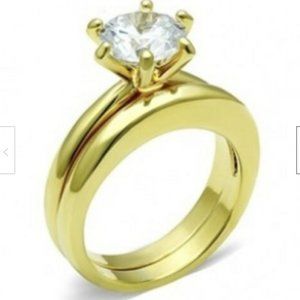 Gold Engagement Wedding Ring Size 8 9 10 Set Band